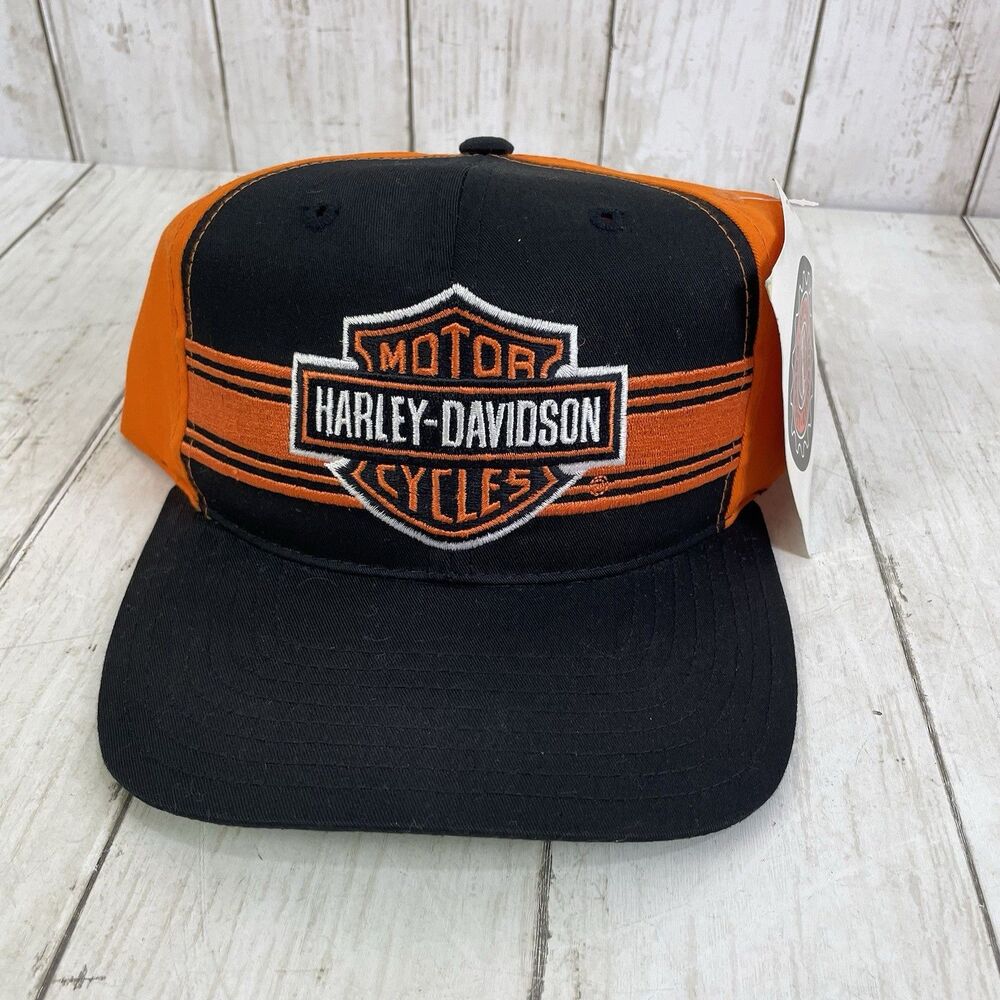 Vtg90s Harley Davidson Motorcycles Shield Bar Annco Trucker Snapback Hat Cap NWT